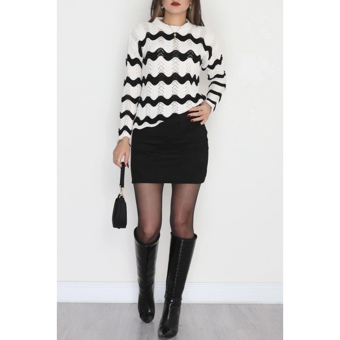 Dalga Çizgili Triko Lattesiyah - 1529.1577.