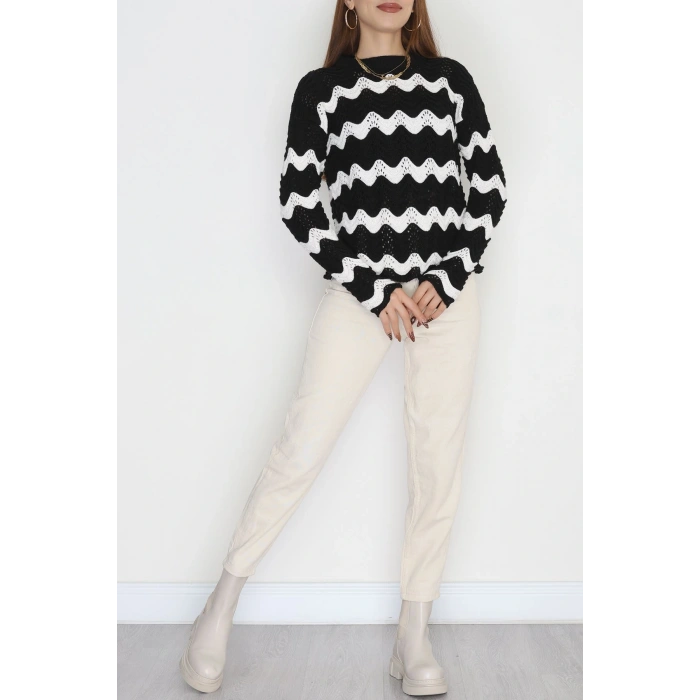 Dalga Çizgili Triko Siyahlatte - 1529.1577.