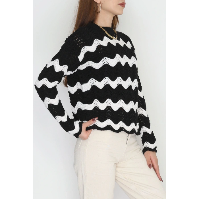 Dalga Çizgili Triko Siyahlatte - 1529.1577.