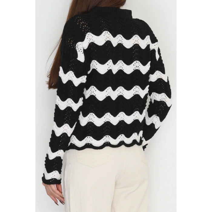 Dalga Çizgili Triko Siyahlatte - 1529.1577.