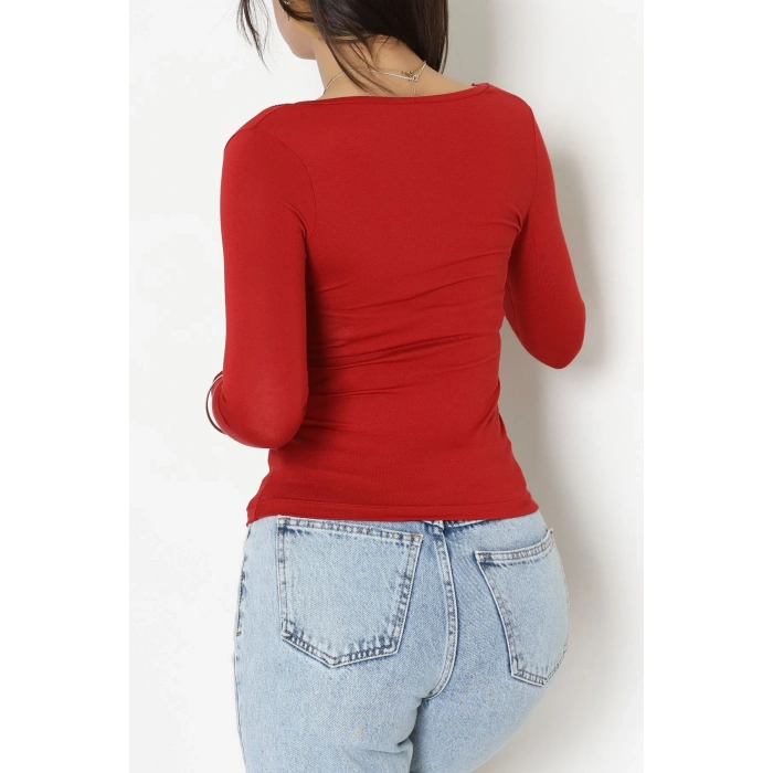 Dantel Detaylı Çerçeve Yaka Viskon Body Bordo - 5505.599.