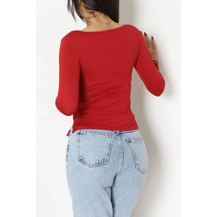 Dantel V Yaka Viskon Body Bordo - 5507.599.