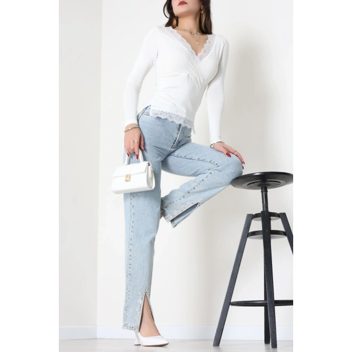 Dantel V Yaka Viskon Body Ekru - 5507.599.