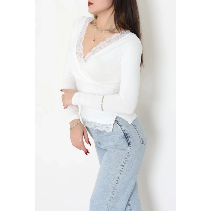 Dantel V Yaka Viskon Body Ekru - 5507.599.