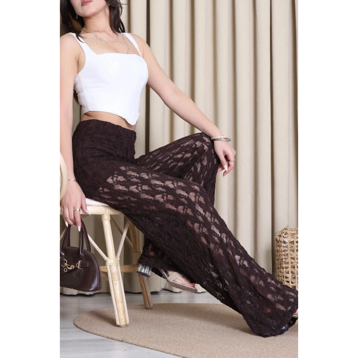 Dantelli Pantolon Kahve - 4247.2135.