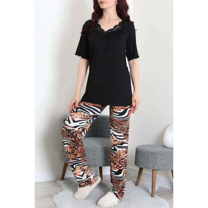 Dantelli Pijama Takımı Siyah - 71502.1773.
