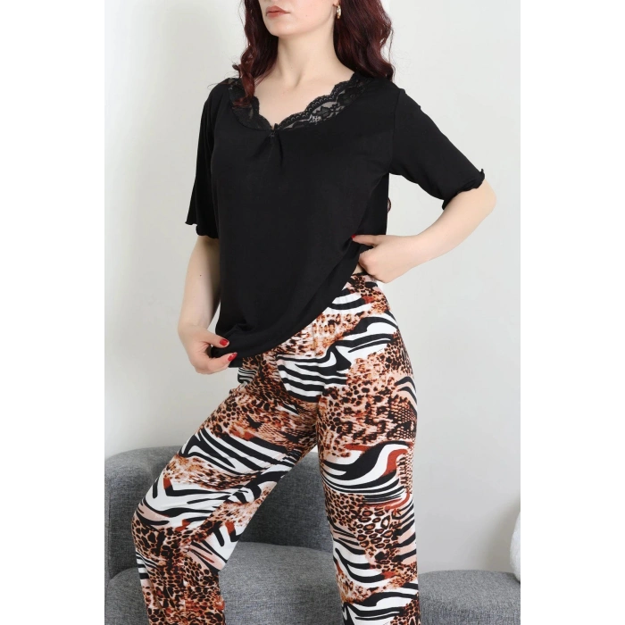 Dantelli Pijama Takımı Siyah - 71502.1773.
