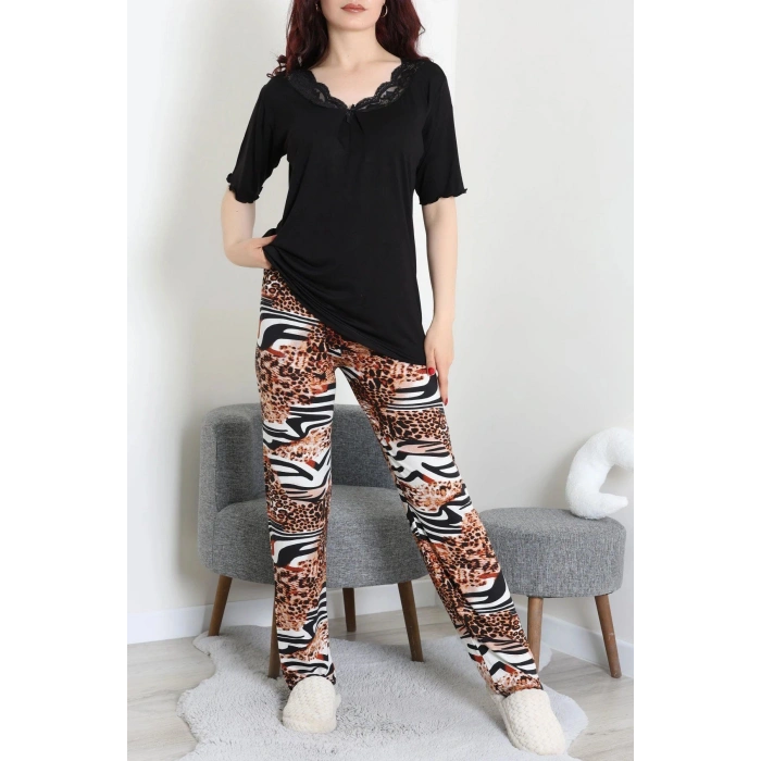 Dantelli Pijama Takımı Siyah - 71502.1773.