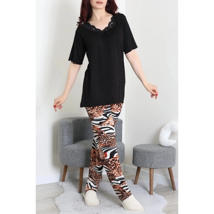 Dantelli Pijama Takımı Siyah - 71502.1773.
