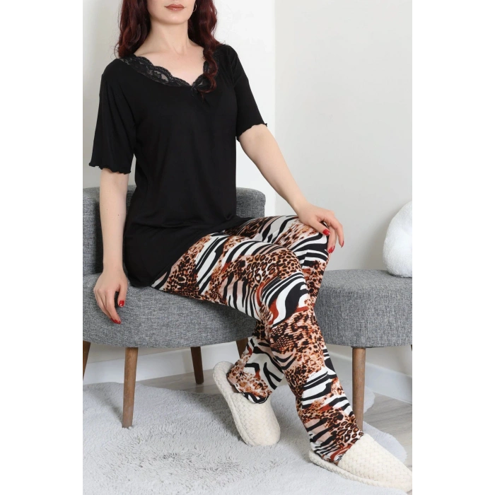 Dantelli Pijama Takımı Siyah - 71502.1773.