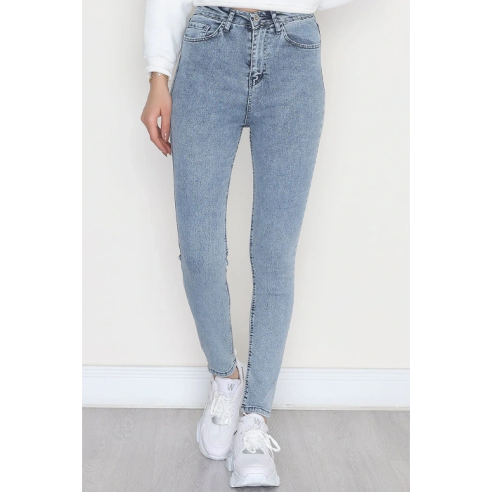 Dar Paça Kot Pantolon Açıkmavi - 31593.2112.