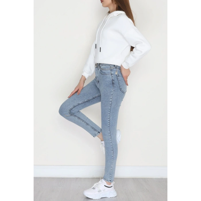 Dar Paça Kot Pantolon Açıkmavi - 31593.2112.