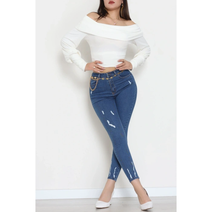 Dar Paça Kot Pantolon Açıkmavi - 42701.2121.