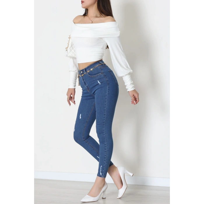 Dar Paça Kot Pantolon Açıkmavi - 42701.2121.