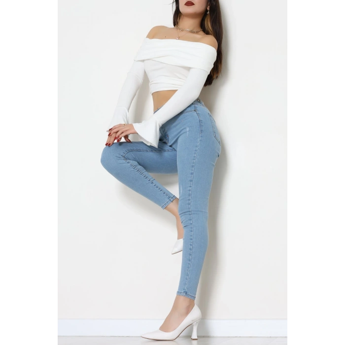 Dar Paça Kot Pantolon Açıkmavi - 42902.2128.