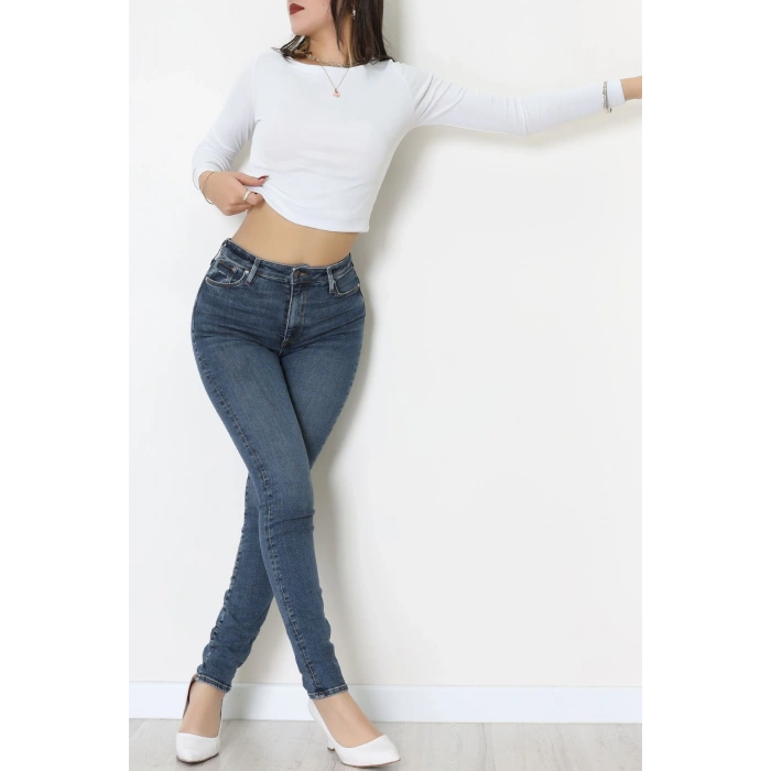 Dar Paça Kot Pantolon Çelikmavi - 31896.1904.