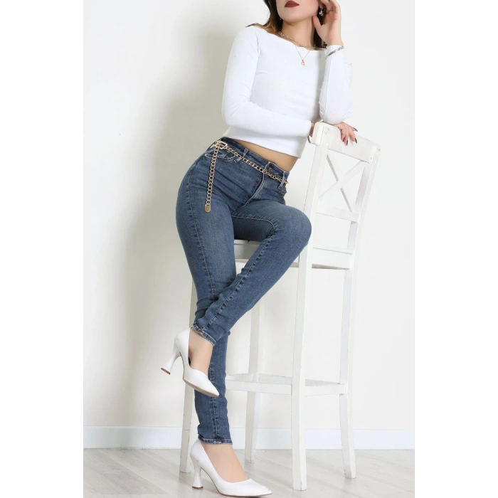 Dar Paça Kot Pantolon Çelikmavi - 31896.1904.