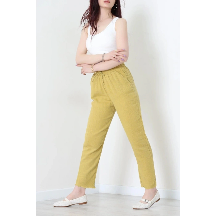 Dar Paça Müslin Pantolon Yeşil - 348.1238.