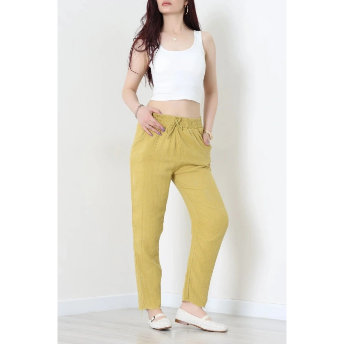 Dar Paça Müslin Pantolon Yeşil - 348.1238.