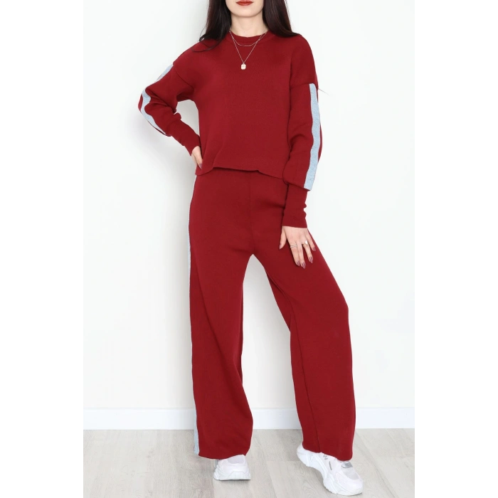Denim Detay Triko Takım Bordo - 51087.1765.