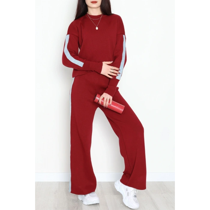 Denim Detay Triko Takım Bordo - 51087.1765.