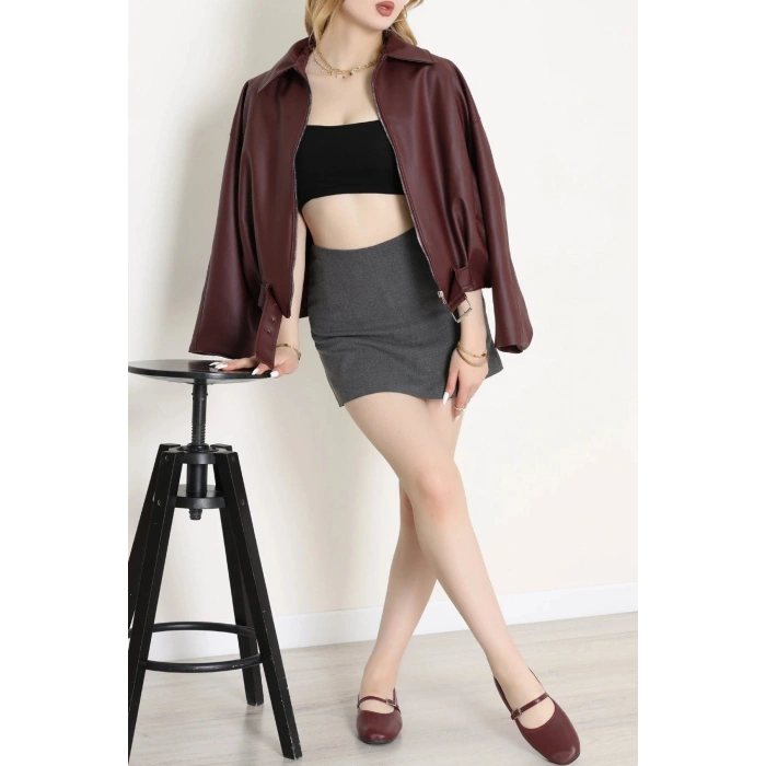 Deri Ceket Bordo - 71166.1298.