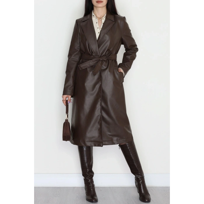Deri Uzun Trençkot Acıkahve - 51025.1779.