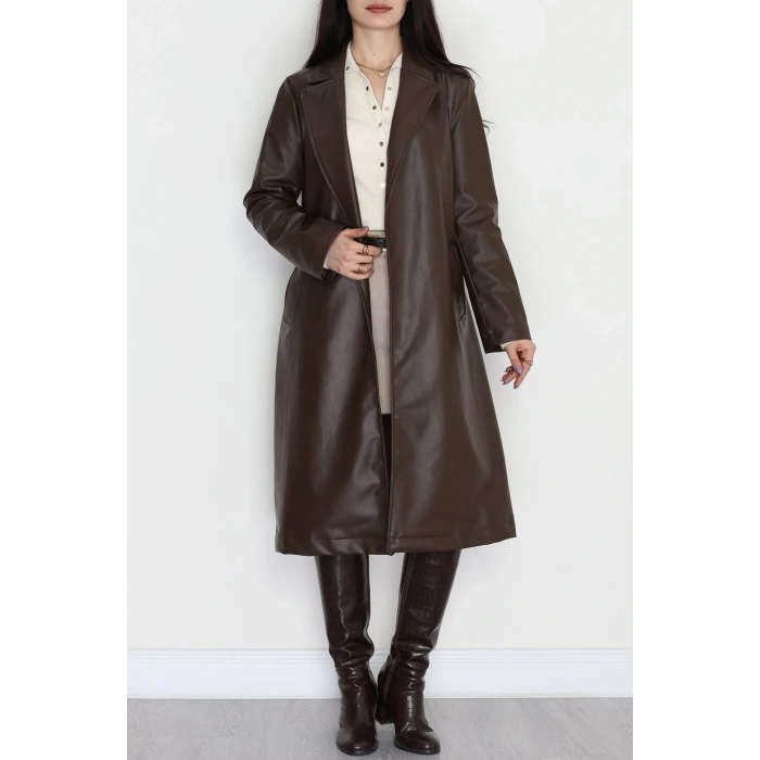 Deri Uzun Trençkot Acıkahve - 51025.1779.