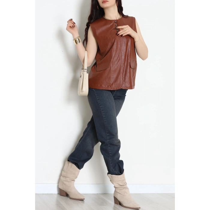 Deri Yelek Koyukahve - 8737.2126.