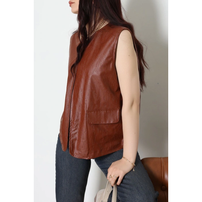 Deri Yelek Koyukahve - 8737.2126.