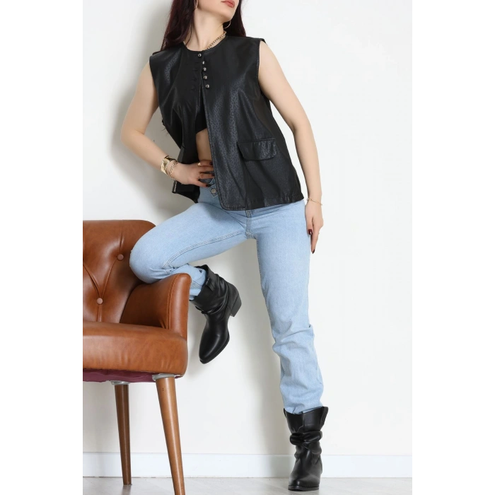 Deri Yelek Siyah - 8736.2126.