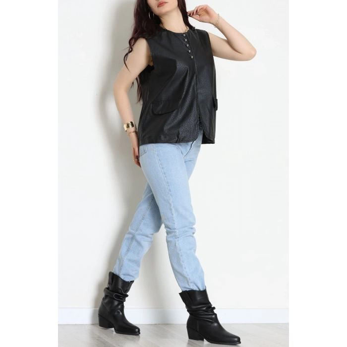 Deri Yelek Siyah - 8736.2126.