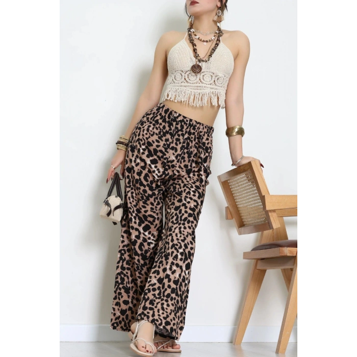 Desenli Dokuma Pantolon Kahveleopar - 12333.1095.