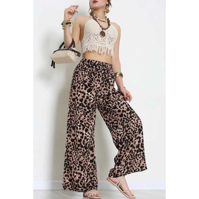 Desenli Dokuma Pantolon Kahveleopar - 12333.1095.