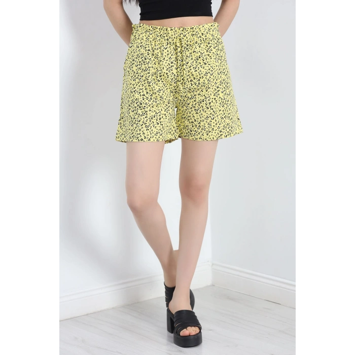 Desenli Dokuma Şort Sarı - 19850.1837.