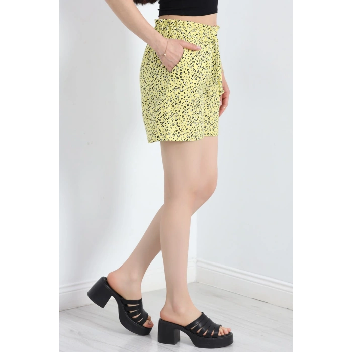 Desenli Dokuma Şort Sarı - 19850.1837.