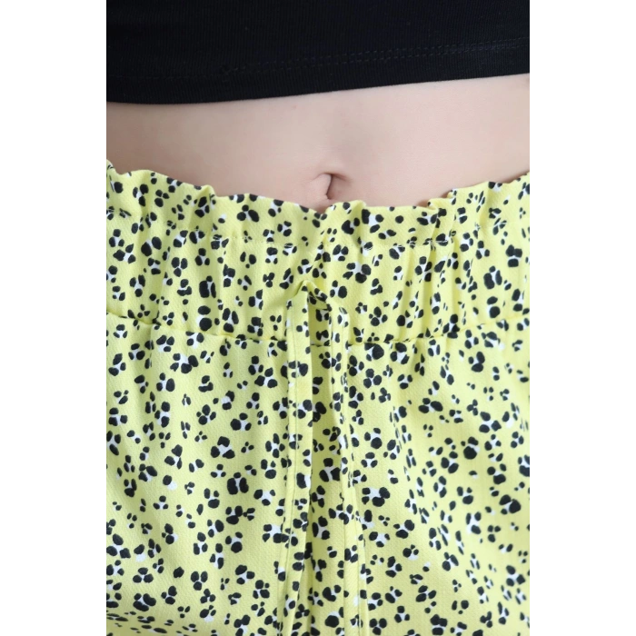 Desenli Dokuma Şort Sarı - 19850.1837.