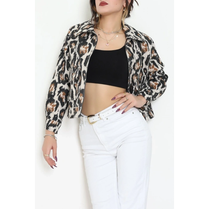 Desenli Fermuarlı Ceket Beyazleo - 8769.179.