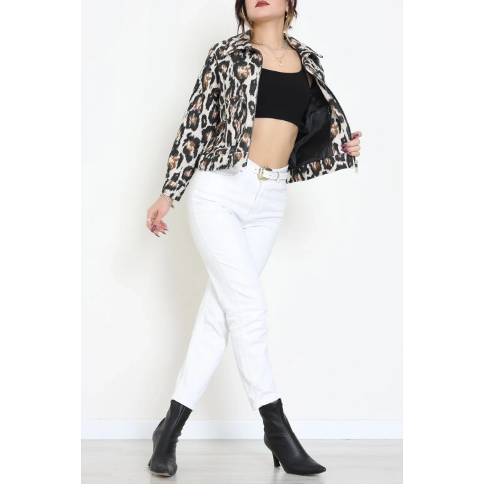 Desenli Fermuarlı Ceket Beyazleo - 8769.179.