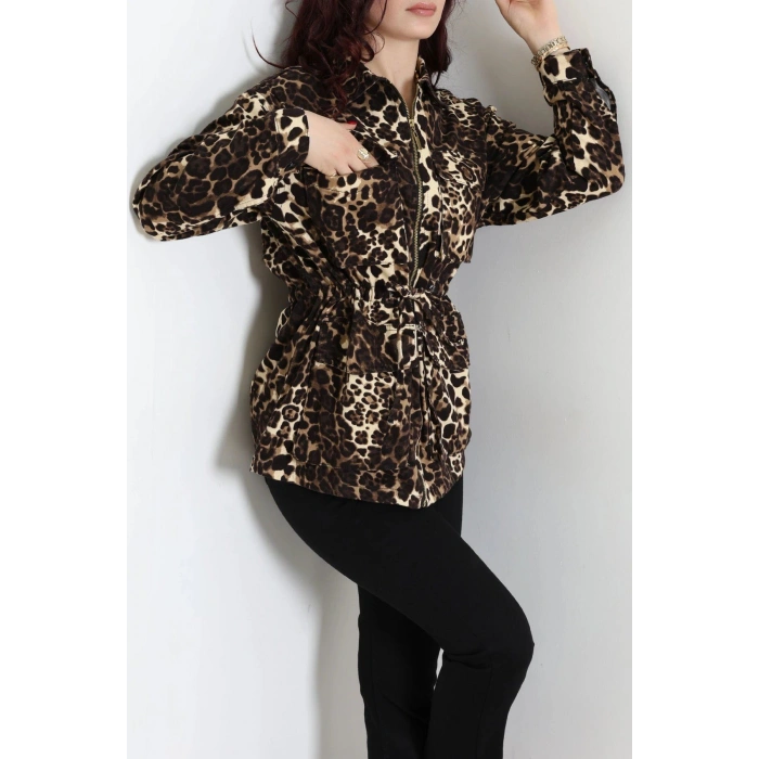 Desenli Gabardin Ceket Leopar - 10033.1968.