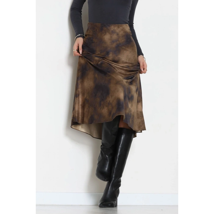 Desenli Süet Etek Haki - 6984.2126.