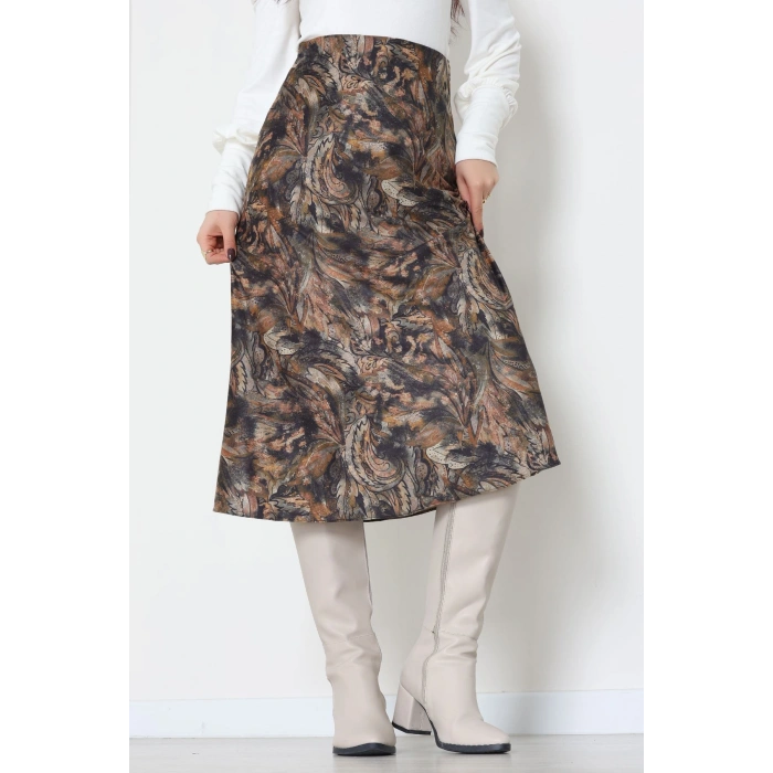 Desenli Süet Etek Haki1 - 6984.2126.