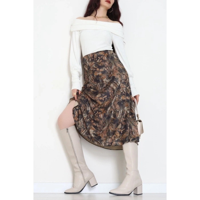 Desenli Süet Etek Haki1 - 6984.2126.