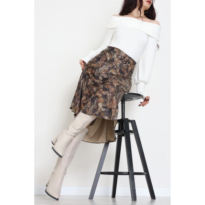 Desenli Süet Etek Haki1 - 6984.2126.