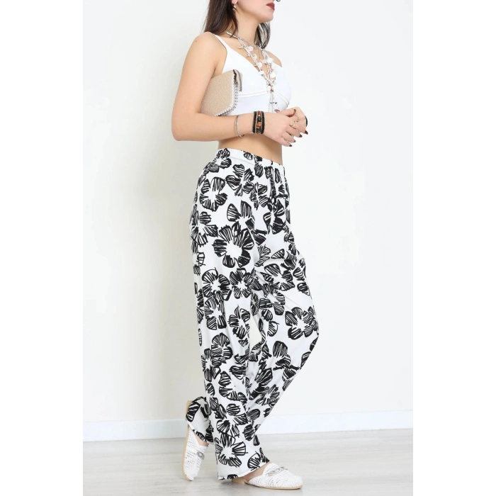 Desenli Viskon Pantolon Beyaz - 70960.701.