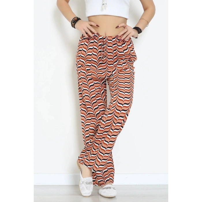 Desenli Viskon Pantolon Somon - 70960.701.