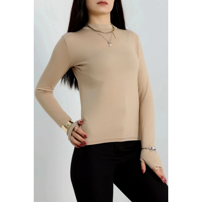 Dik Yaka Parmak Geçmeli Viskon Body Bisküvi - 40076.599.
