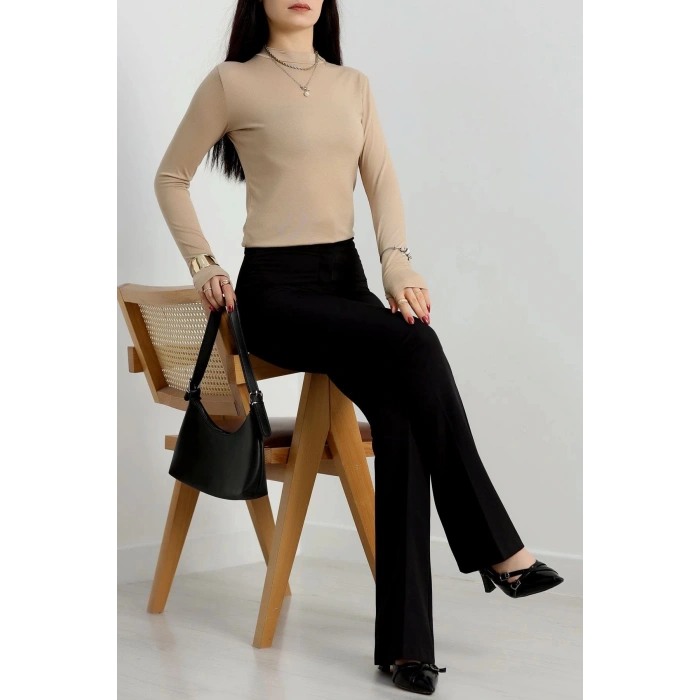 Dik Yaka Parmak Geçmeli Viskon Body Bisküvi - 40076.599.