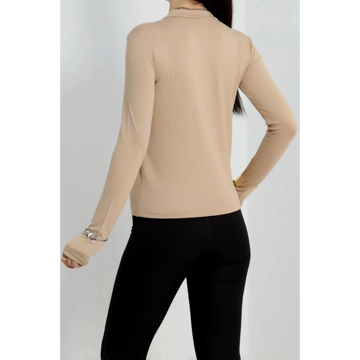 Dik Yaka Parmak Geçmeli Viskon Body Bisküvi - 40076.599.