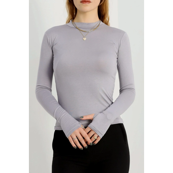 Dik Yaka Parmak Geçmeli Viskon Body Boyalıgri - 40076.599.